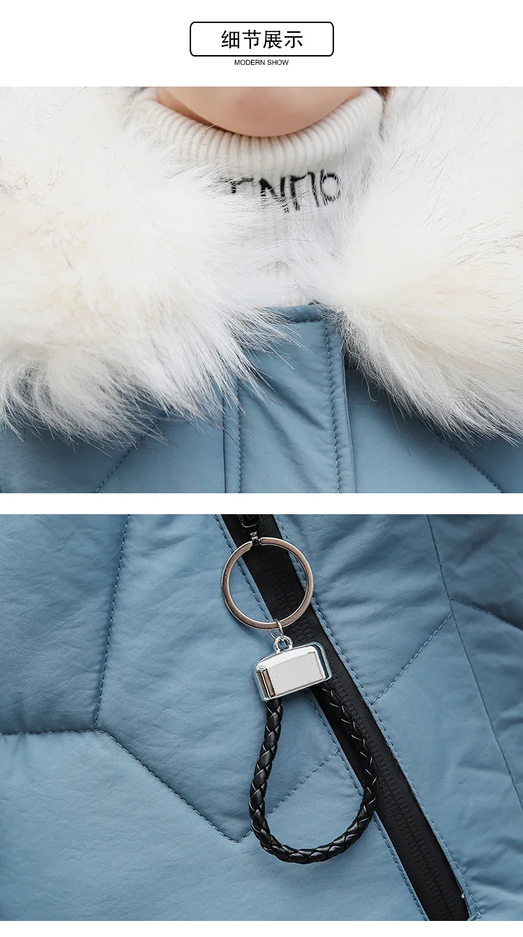 Комплект из модных женских Зимой женская верхняя одежда средней длинны и длинная модная self-Подростковая Куртка пуховая Куртка парка на пуху 906