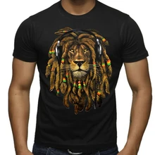 Хлопковая модная Новая мужская футболка с дредами раста Лев Dj черная футболка с Ямайкой тупой рейв