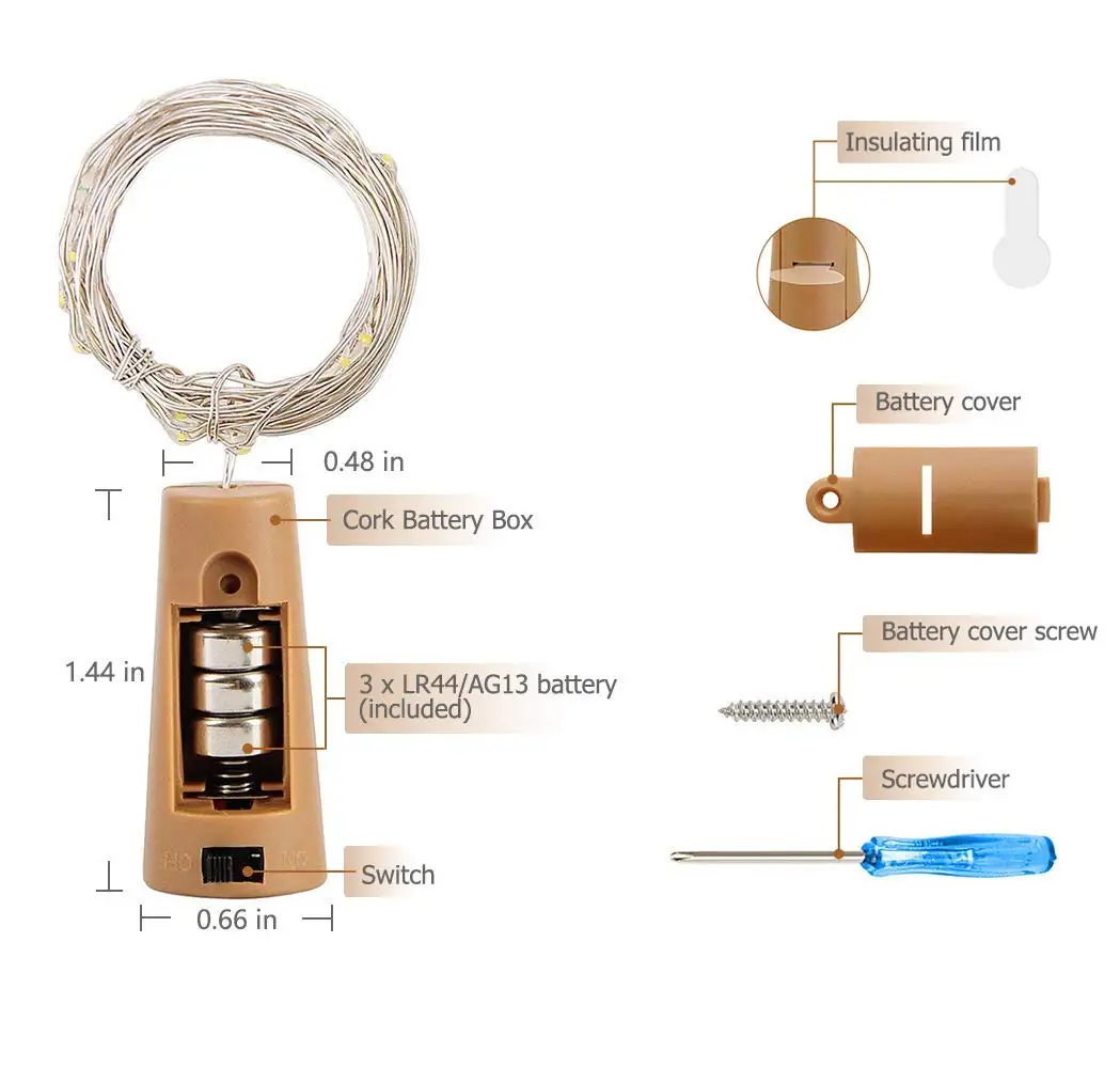 Luzes de Garrafa Extras e 4 Tinha Baterias Luzes Solares. 30pk 30 27 5 Fios de iluminação