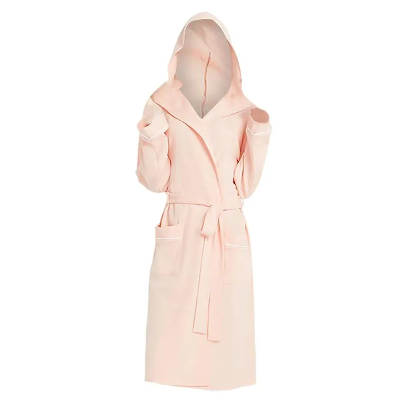 Light Pink Однотонный женский ночной халат, кимоно с капюшоном, банный халат, Женский пеньюар для невесты, халат для подружки невесты, одежда для сна, модный халат, 5XL - Цвет: Light Pink