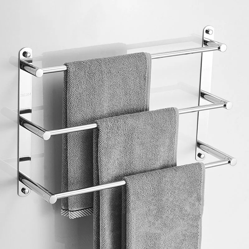 Chrome Bathroom Towel Rack 304 Stainless Steel Towel Bar Wall Mount Holder 40cm/50cm/60cm Bathroom Accessories