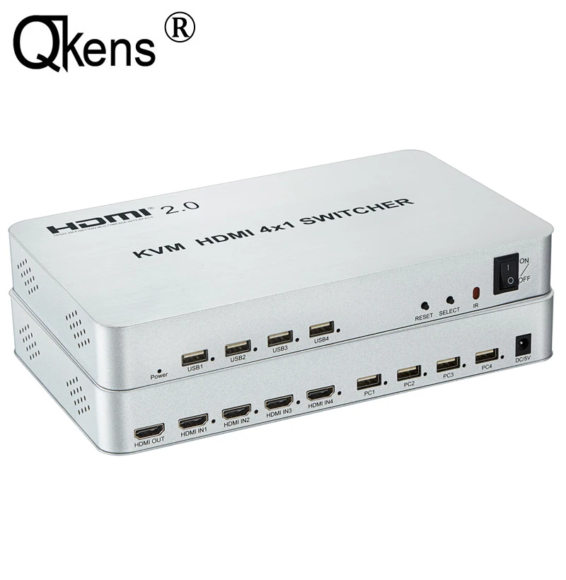 4K 60Hz 3D HDMI 2,0 KVM переключатель 4X1 USB KVM коммутатор 4 шт. беспроводная мышь клавиатура 4K X 2K HDCP 4 в 1 из компьютера DVD к телевизору