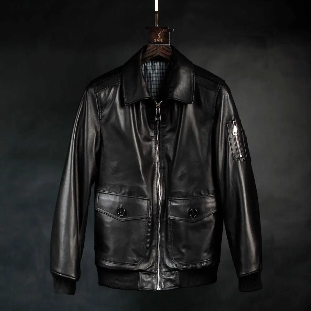 Мужская зимняя куртка из натуральной кожи для мужчин, мотоциклетная куртка-пилот, куртка-бомбер из натуральной кожи, мужская куртка-Авиатор