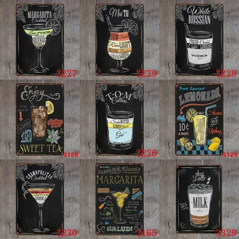 

Cocktail Reciep Metal Sign Plaque Metal Vintage Pub Bar Decor Tin Sign Plate Poster Home Decor Art Painting Wall Sticker