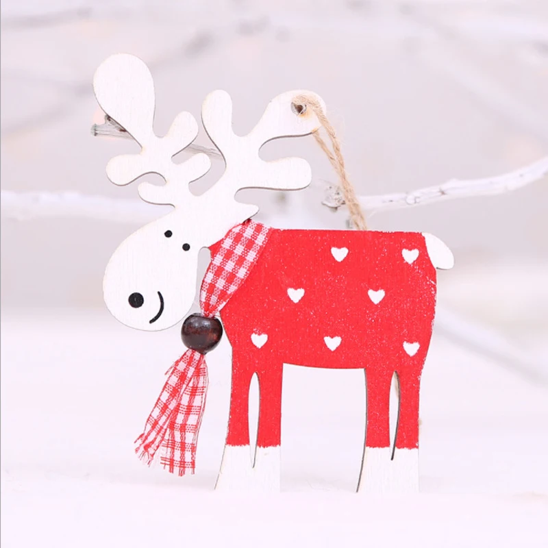 Натуральная Деревянная Рождественская елка DIY орнамент деревянный кулон Санта Клаус Лось снеговик мультфильм автомобиль собака рождественские украшения для дома - Цвет: Темный хаки