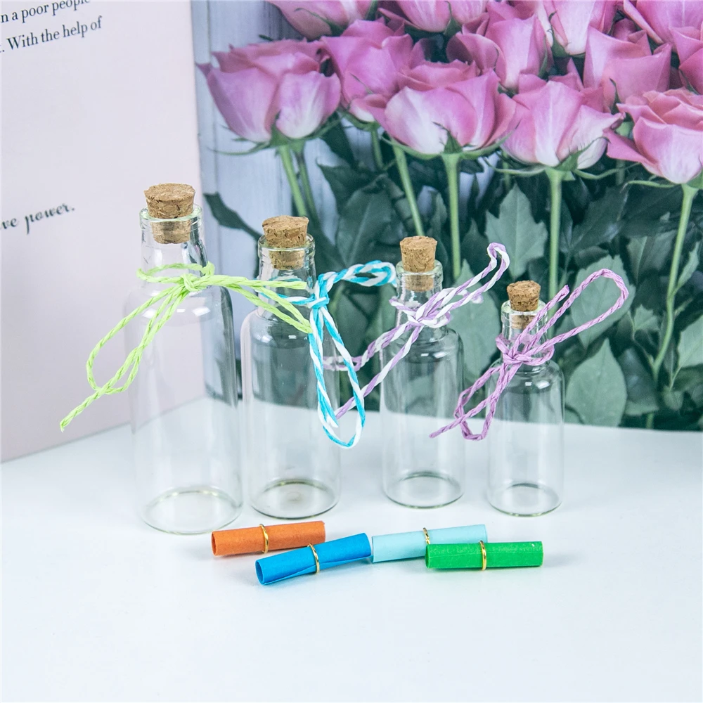 Clear Glass Wishing Bottle with Cork Drift, Wedding Vials Decoration, Mini Bottle for Travel, Gifts, DIY Jars, 12Pcs 4
