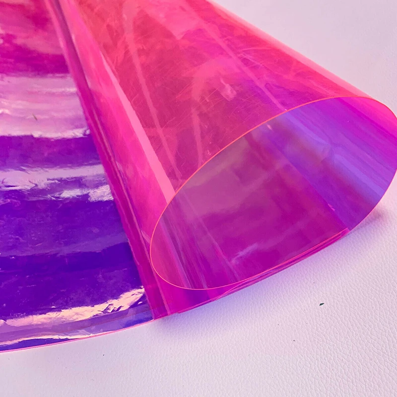 

Transparent PVC Iridescent Magic Mirror Multicolor Fabric Vinyl Holographic For Bags Crafts Clothing Supplies 20*30cm/20*95cm