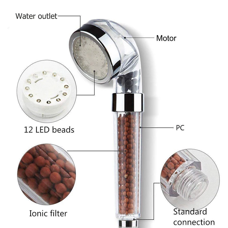 Details about   Temperature Control LED 3 Color Changing Anion SPA Bathroom Shower Head Filter