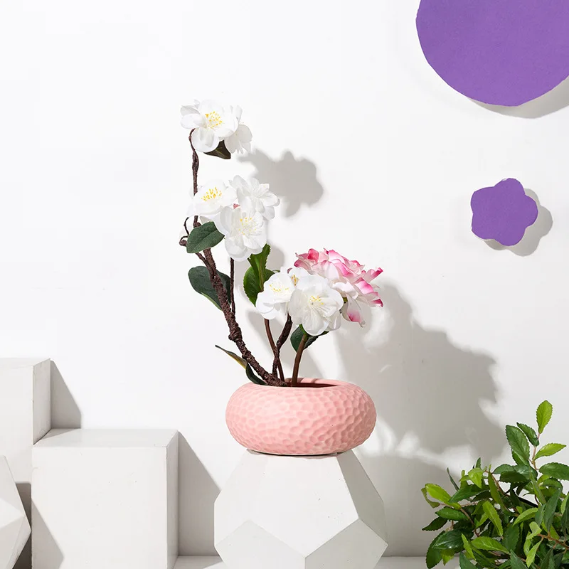 

Yu xuan Color Ceramic Basin Vase Special Offer Coloured Glaze Bottle Table-board Dried Flower Imitation Flowers Decoration Craft