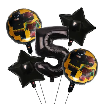 

5pcs/lot Super Man Batman Foil Balloons Black 32inch Number 1st 2 3 4 5 6 7 8 9 Year Old Globos for Boy Male Birthday Decoration