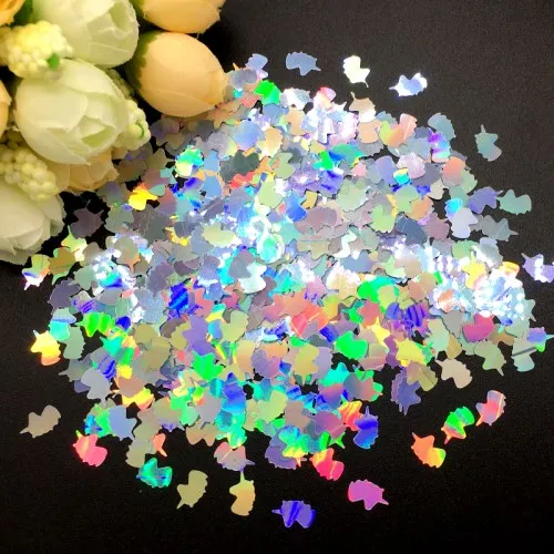 8mm Unicorn Лазерным вырезами; Серебристые блестки блестящая ультра-тонком каблуке смешанных Размеры ПЭТ Экологичные пайетками DIY лак для ногтей украшение 10g - Цвет: 8mm Unicorn