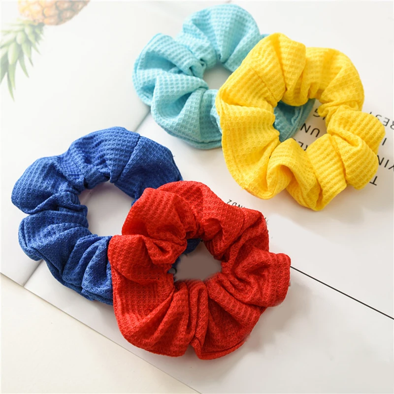 

New Cotton Ribbed Solid Color Scrunchie Elastic Hair Ties Ponytail Hair Ring Red Yellow Elastic Hair Bands Headwear Headbands