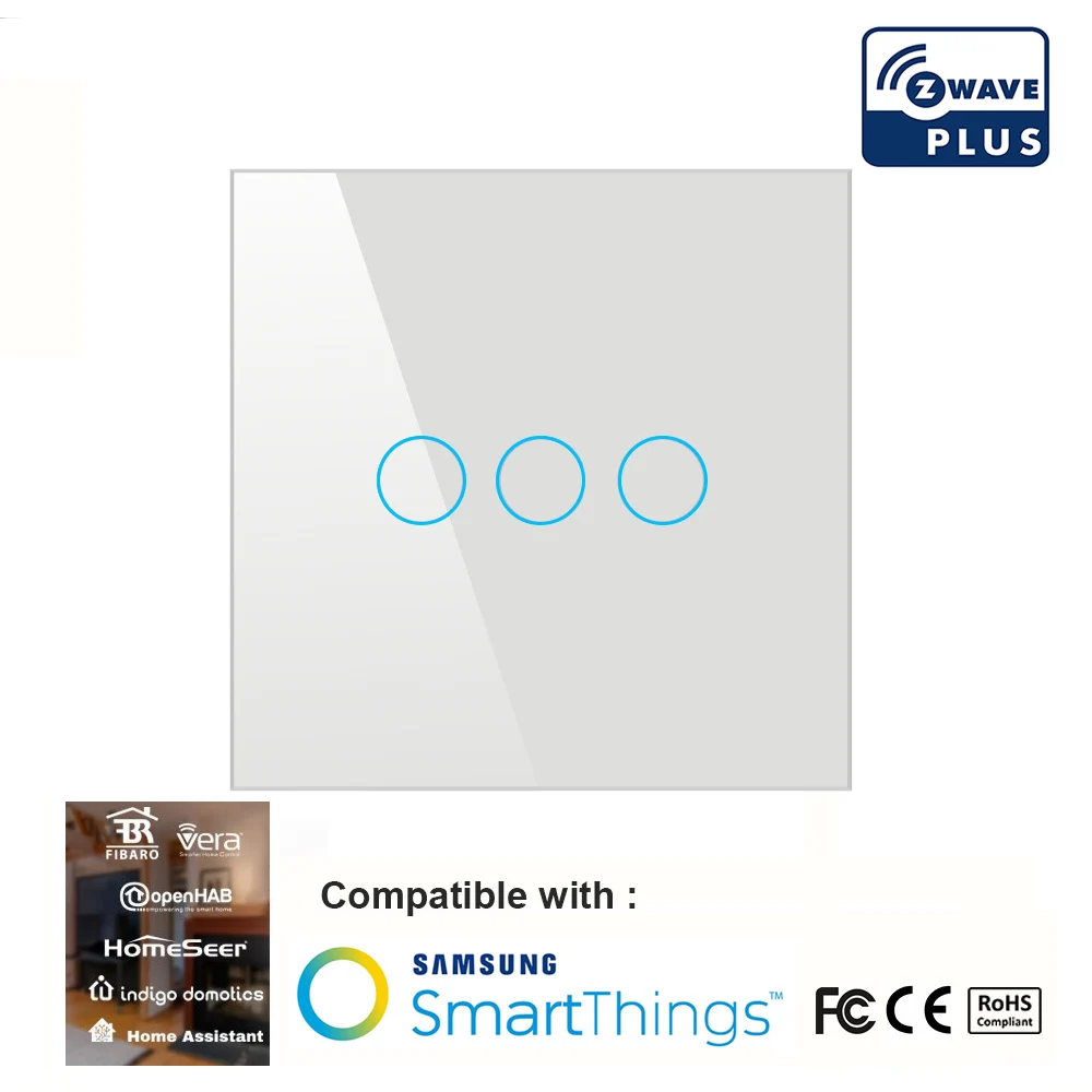 

Z wave Plus Wall Light Switch Home Automation Touch Switch Smart Remote Control Light Switch Compatible Zwave 300 and 500 series