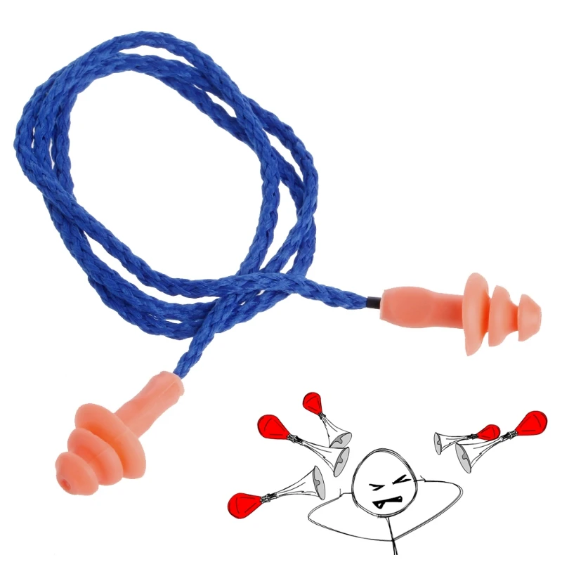 

Soft Silicone Ear Plug Cotton String Hearing Protector Earplugs Noise Reduction