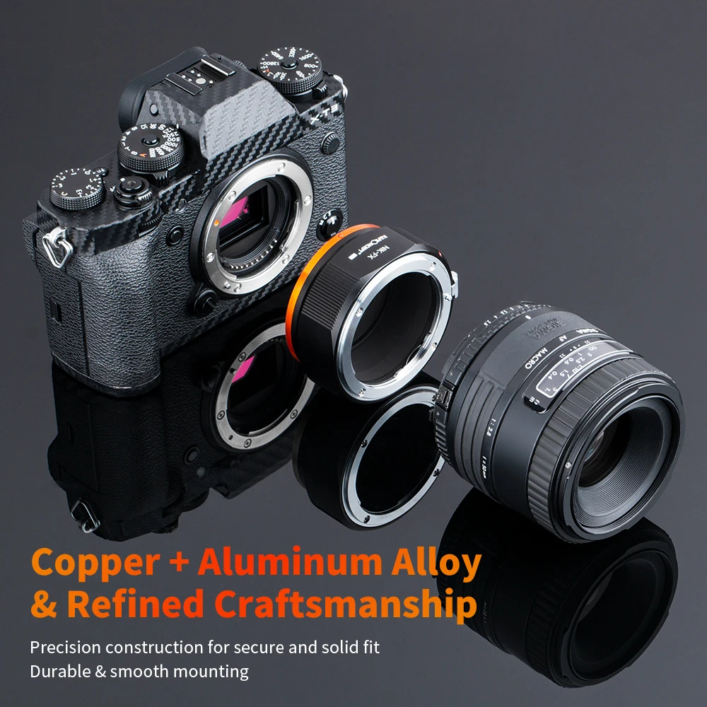 K&F Concept High-precision Lens Adapter Ring NIK to FX Adapter with Aperture Control Ring with Fuji X-series Cameras