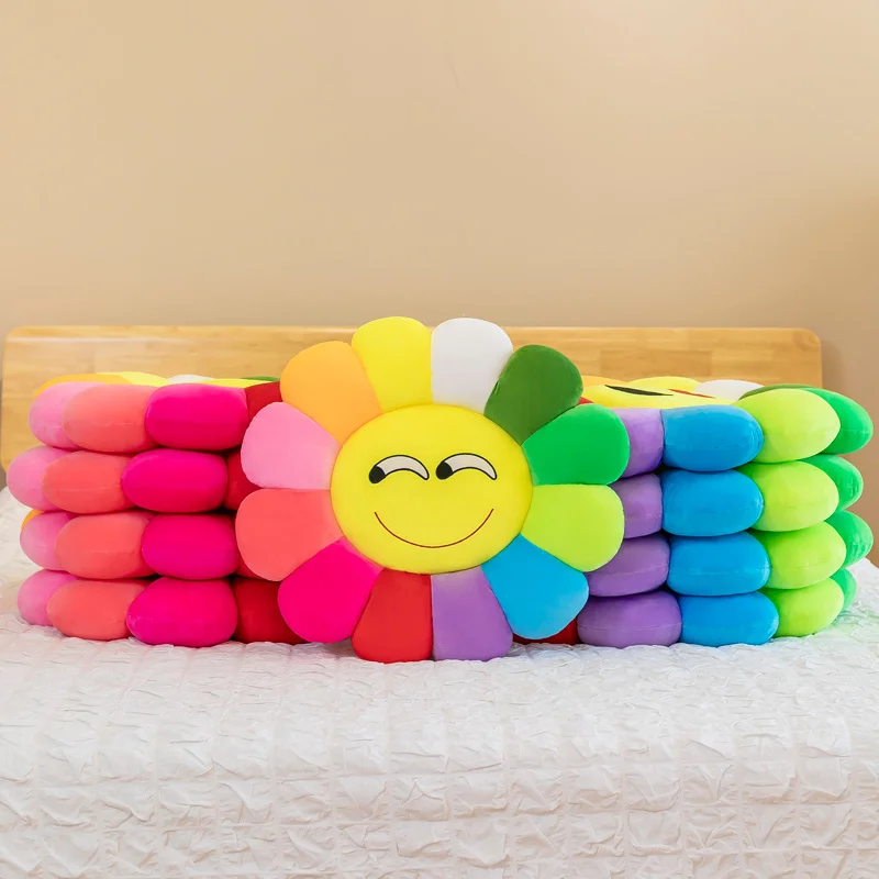 Cute Sunflower Pillow Plush Soft Pillow Seat Cushion Baby Kids Floor Play Mat Chair Cushion Sofa For Home Car Decor Pillow Gifts