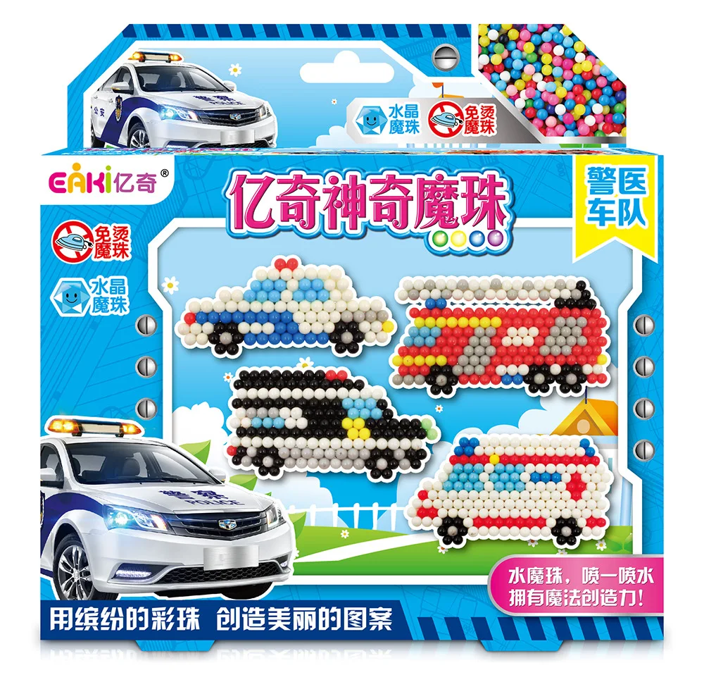 EAKI DIYMagic Kids Bean Puzzle Игрушка водорастворимый ручной работы из бисера Обучающие трехмерные магические бусины серия дорожного движения классическая игрушка и слайм