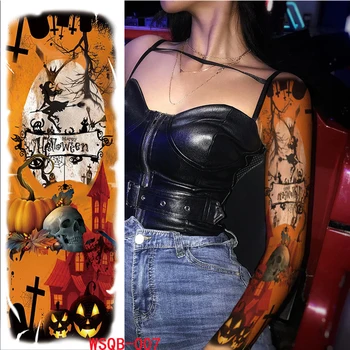 

10pcs Tattoo Sticker Masquerade Portable Body Decoration Temporary Kids Adults Removable Gift Full Arm Halloween Party Practical