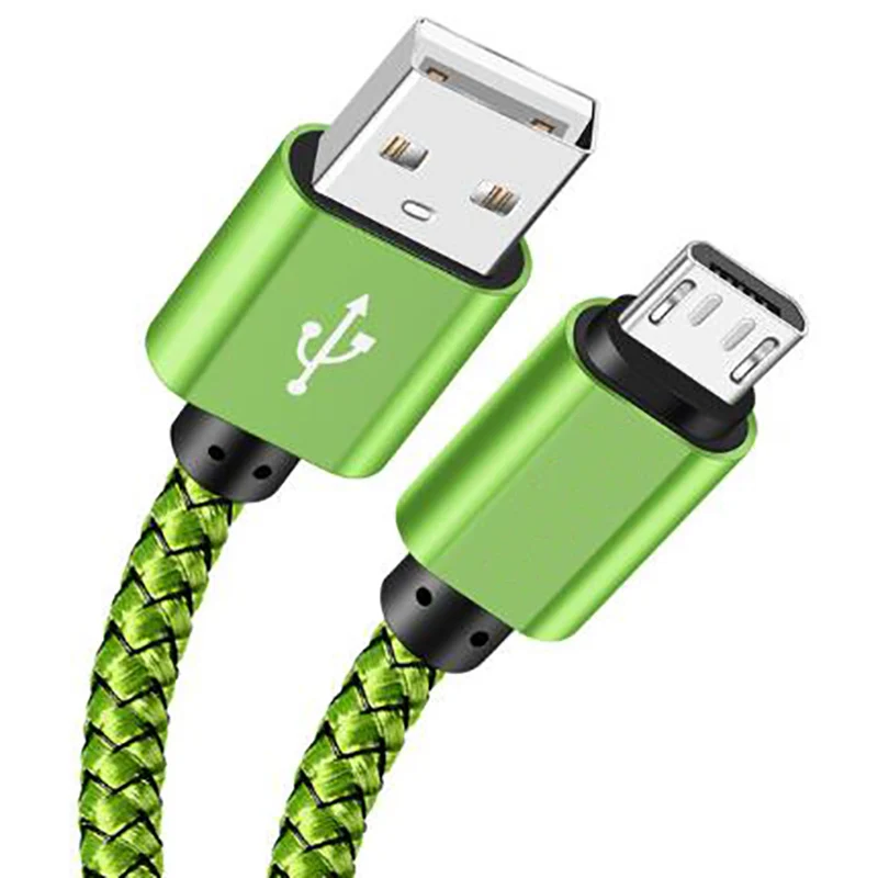 Кабель Micro USB 2.4A плетеный кабель для быстрой зарядки USB для синхронизации данных для samsung Xiaomi LG Tablet Android мобильный телефон USB зарядный шнур - Тип штекера: Green