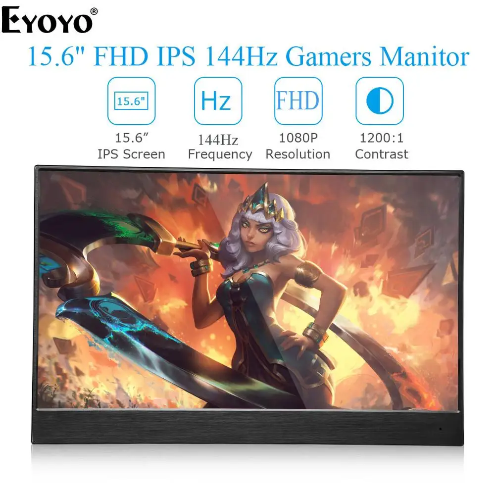 Eyoyo EM15Z 15 6 Portable Gaming Monitor 144HZ FHD 1920X1080 IPS USB Type C HDMI 1200 1