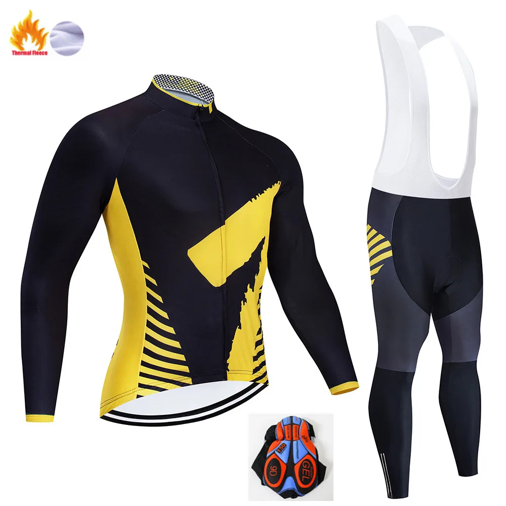 Ropa de Ciclismo de Invierno Ropa de manga larga de montar conjunto de Polar termico Ropa de Ciclismo Invierno mantener el calor - Цвет: Fleece set