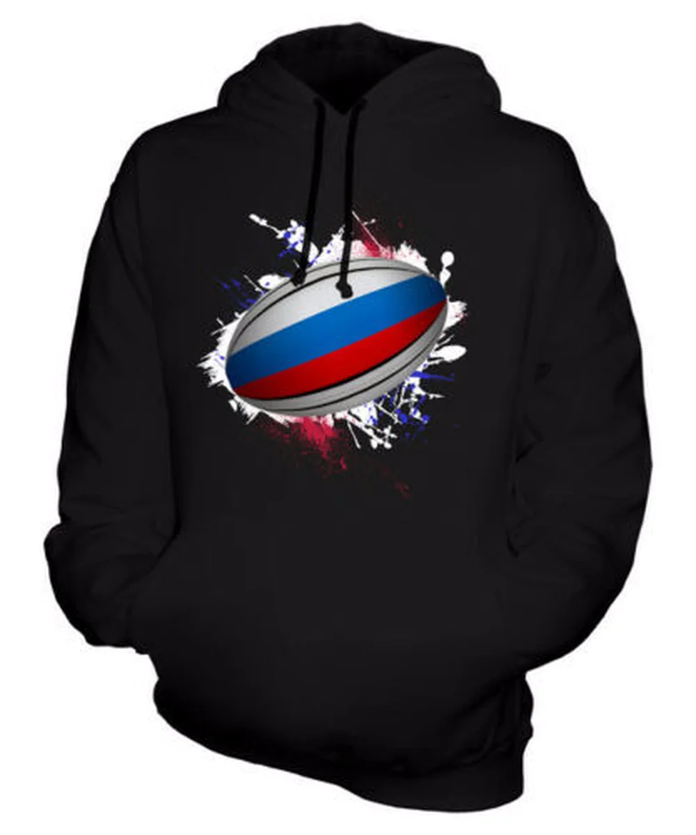

RUSSIA RUGBY BALL SPLATTER UNISEX HOODIE TOP GIFT WORLD CUP SPORT