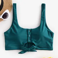 Зафул Кнопка завязанный Замочная скважина купальник бикини parte de arriba женские две части раздельный купальник Бикини vogue пляж