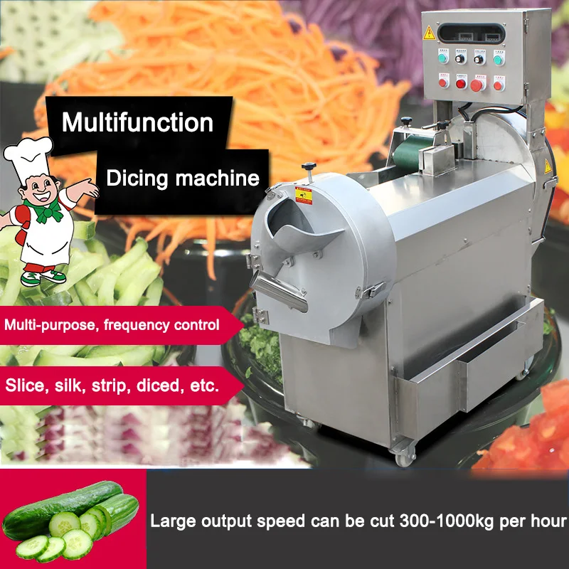 300-1000 кг/ч коммерческий VVVF автоматический измельчитель для овощей многофункциональная режущая машина Электрический Нож для овощей 220 v/380 v 1.3KW