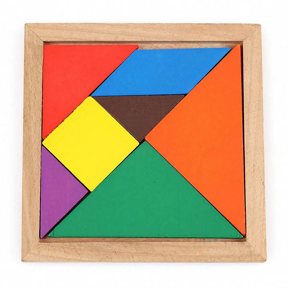 3D деревянные Tangram Пазлы настольные игры для детей 7 штук красочная квадратная головоломка игра игрушки для детей забавные головоломки карточная игра