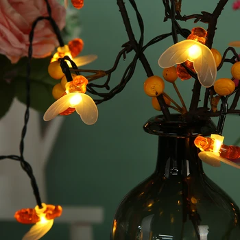 

20/30/50LED Solar Bee String Lights Fairy Garland Christmas Wedding Party Automatically Recharging Fence Landscape Decor