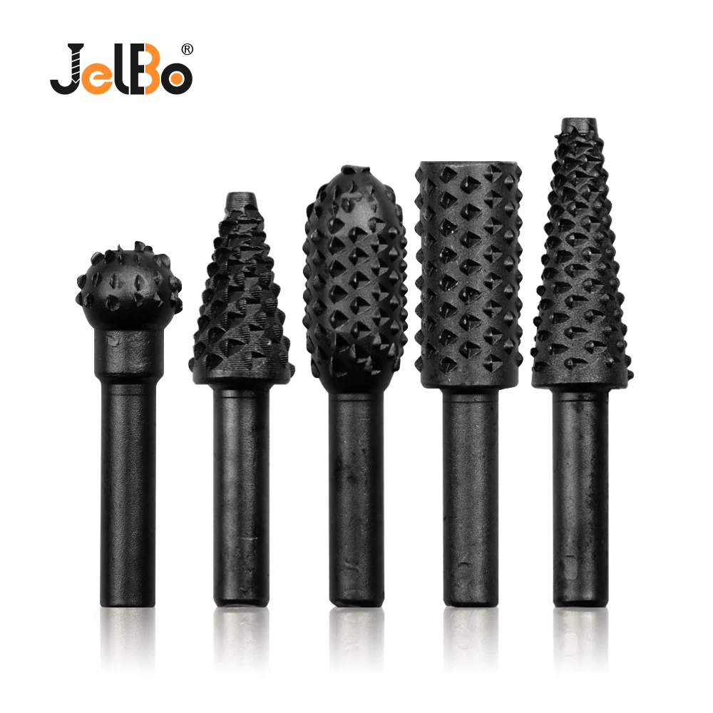 JelBo 5PCS 3/4/5/6/8MM Branch Drill Bits Carbide Burrs Woodworking Hole Cutter Hexagonal Handle Luo Drill Carpenters Tool