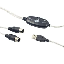 Black USB to MIDI Interface Music Instrument Cable 16 MIDI Input Channels MIDI Cable Electric Instrument Parts for Home Studio
