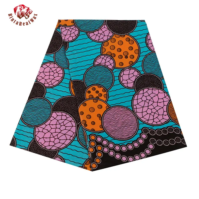 Анкара Африканский Настоящие Восковые принты из хлопчатобумажной ткани с принтом в виде кружков для BintaRealWax Высокое качество африканская кружевная ткань для вечерние платье 24FS1352