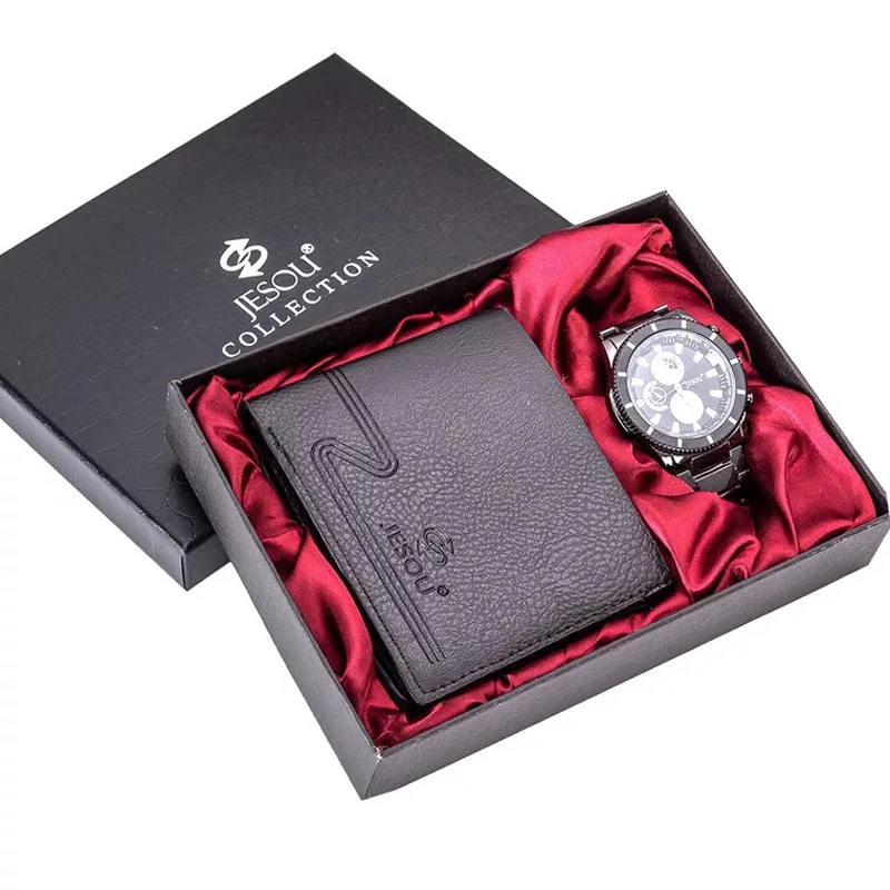 Мужские часы со стальным браслетом кварцевые наручные складным кожаным