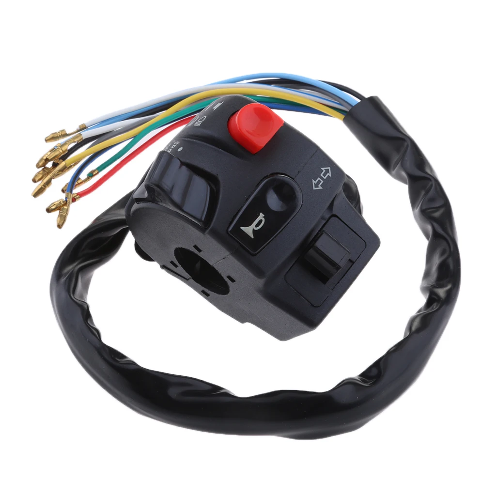Plastic 12V Motorcycle 22mm Handlebar Horn Turn Signal Haed Light Indicators Switch