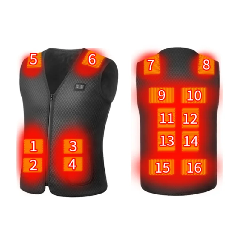 Heated Jacket 16 Area Heating Vest Men/Women Casual V-neck USB Heated Vest Smart Control Temperature Heating Jacket Cotton Coat Winter Hunting