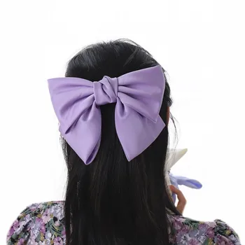 High Quatity Solid Color Big Bow Hairpins For Girl Popular Hair Clip For Women Sweet Two-layer Satin Hairgrip Hair Accessories 5