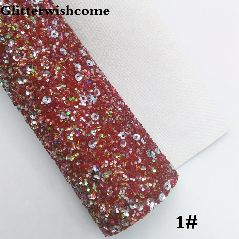 1 Glitterwishcome 30X134 см мини-ролл, ткань с блестками, виниловые обои для бантом блестящие туфли-лодочки на устойчивом кожаный тканевый Виниловый фон для банты, GM199 - Цвет: 1