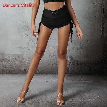 

Latin Dance New Female Adult Sexy High Waist Shorts Practice Clothing Rumba Samba Cha Cha Dancing Pants Drawstring Bandage