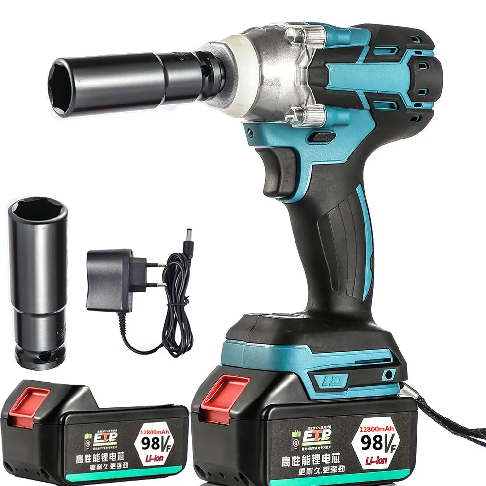 Cordless Electric Impact Wrench Brushless Wrench Socket 12800mAh Li Battery 1/2 Inch Hand Drill Installation Power Tools
