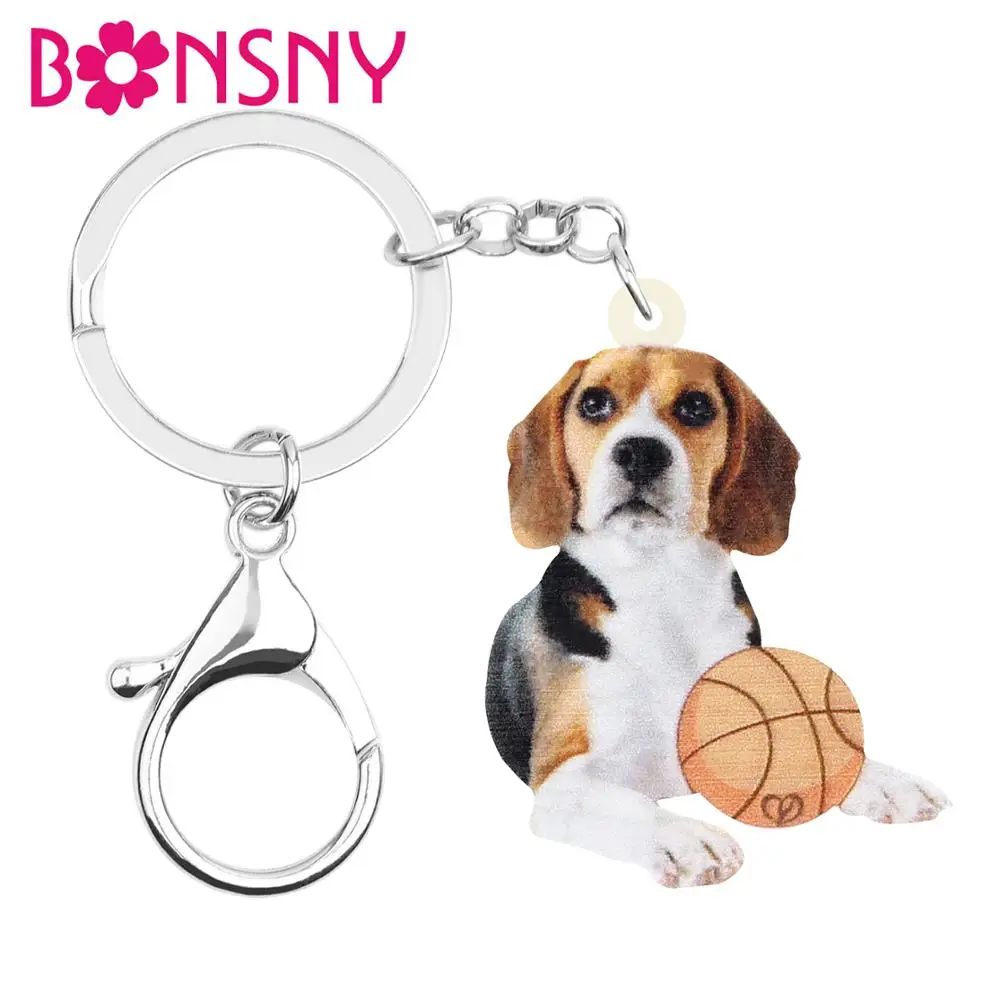 Bonsny акриловые милые бигли брелки с собаками для ключей длинным домашнее животное