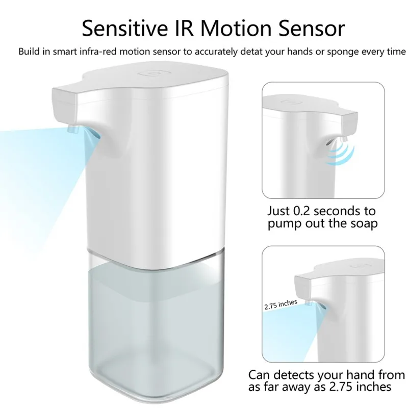 Автоматический Дозатор пены для мыла, работающий от батареи, без рук, инфракрасный датчик движения, насос для мыла для ванной, кухни, столешница J1