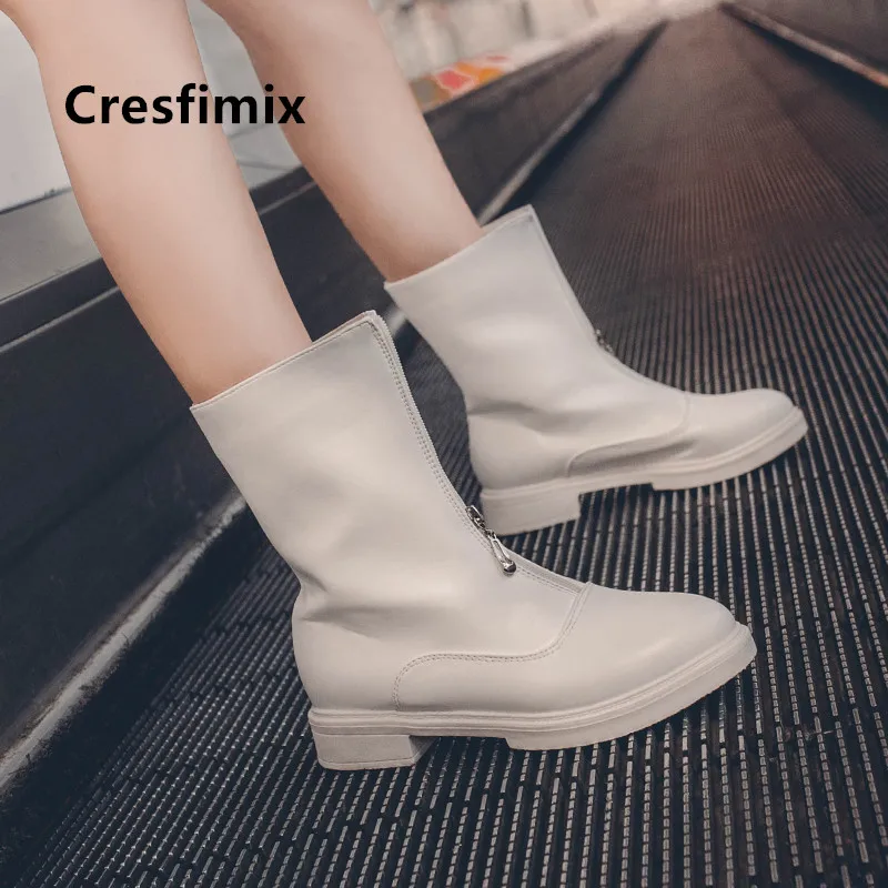 

Frauen Stiefel female classic high quality anti skid front zipper knee high boots women cool black pu leather autumn boots e7050