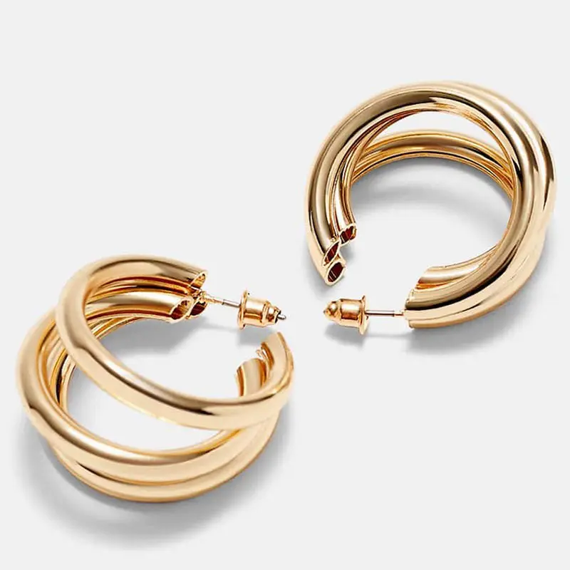 JUST FEEL новые серьги-кольца золотого цвета для женщин модные минималистичные толстые круглые кольца из цинкового сплава серьги Подарки