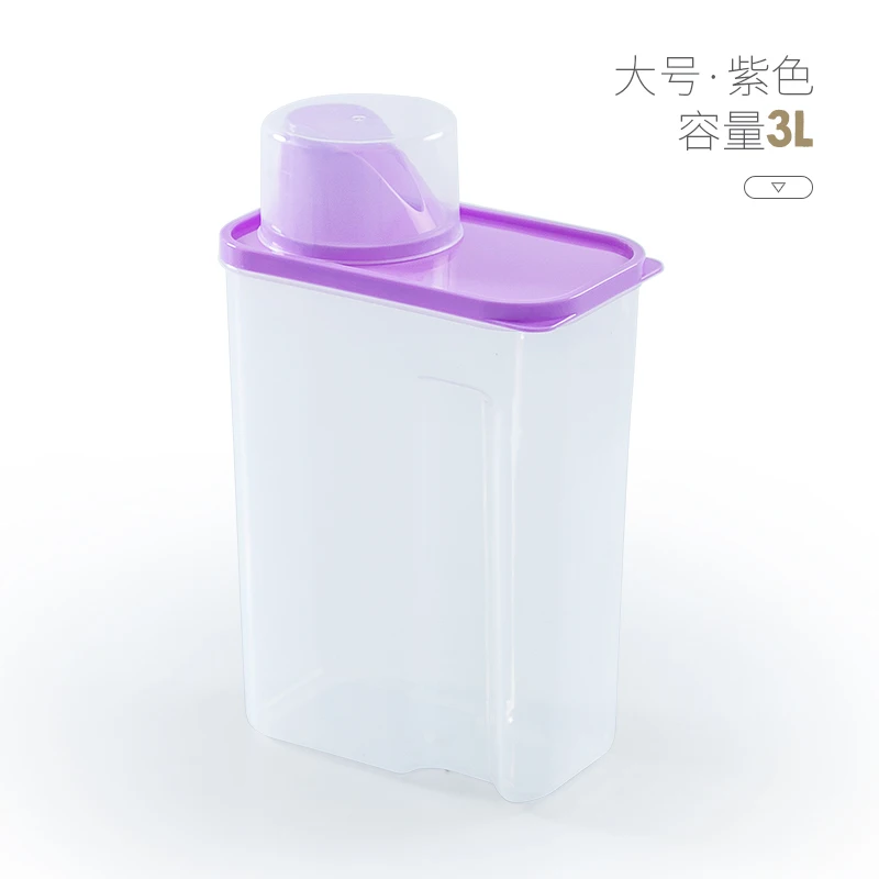 3L- Purple Пластиковый стиральный порошок ящик для хранения для домашнего прозрачного крытого контейнера для белья mx7111743 - Цвет: 3L- Purple