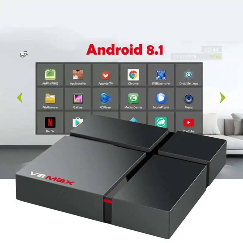 HOT-V8 Max Android 8,1 Smart Tv Box Amlogic S905X2 Lpddr4 4 ядра двухъядерный процессор Wi-Fi Bt 2,4G/5G 4K видео медиа-плеер для Netflix Youtu