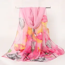 Новое поступление весна и осень женский шарф женский цветочный принт шарф полиэстер элегантная шаль с цветочным рисунком дышащая шаль 919