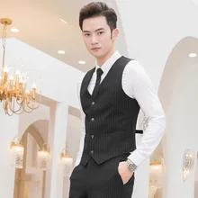Для мужчин si li kou деловой костюм жилет высокого качества в полоску Джентльмен Жилет Гуанчжоу