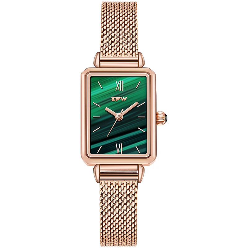 

Malachite Woman Quartz Watch Japan Movet Rectangle Watch Ladies Genuine Leather Band Mesh Band relogio feminino