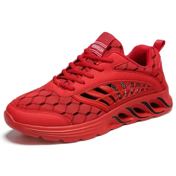 

Men Running Shoes Hollow out Sport Shoes Fly Weaving Shoe Shockproof Breathable Sneakers Height Increase Walking Gym Shoe